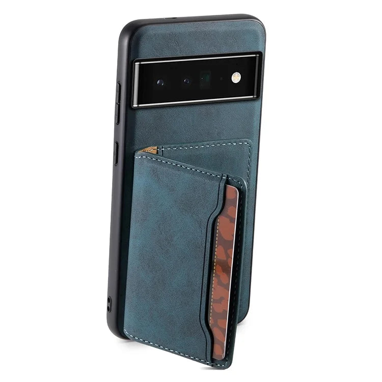 DENIOR D13 For Google Pixel 6 Pro 5G Retro Case Leather Phone Back Cover Detachable 2-in-1 Card Holder