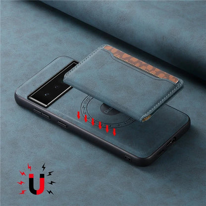 DENIOR D13 For Google Pixel 6 Pro 5G Retro Case Leather Phone Back Cover Detachable 2-in-1 Card Holder