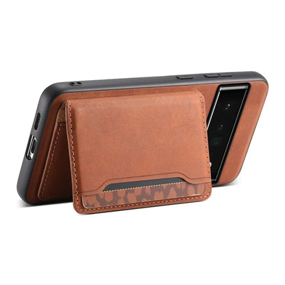 DENIOR D13 For Google Pixel 6 Pro 5G Retro Case Leather Phone Back Cover Detachable 2-in-1 Card Holder