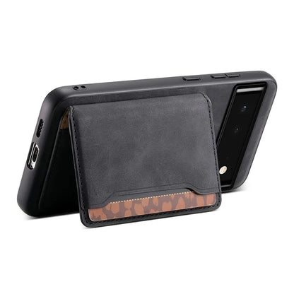 DENIOR D13 For Google Pixel 6 Case Leather+PC+TPU Phone Cover Detachable Card Bag Kickstand