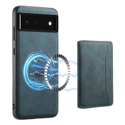DENIOR D13 For Google Pixel 6 Case Leather+PC+TPU Phone Cover Detachable Card Bag Kickstand