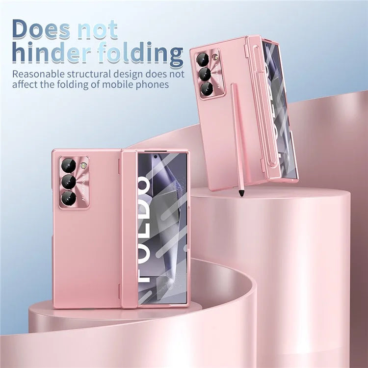 For Samsung Galaxy Z Fold6 5G Phone Case Hard PC Phone Cover with Tempered Glass Film / Stylus