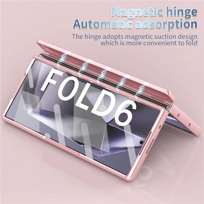 For Samsung Galaxy Z Fold6 5G Phone Case Hard PC Phone Cover with Tempered Glass Film / Stylus