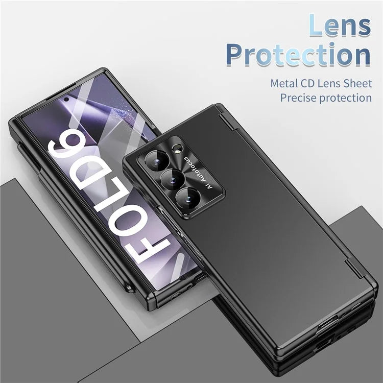 For Samsung Galaxy Z Fold6 5G Phone Case Hard PC Phone Cover with Tempered Glass Film / Stylus