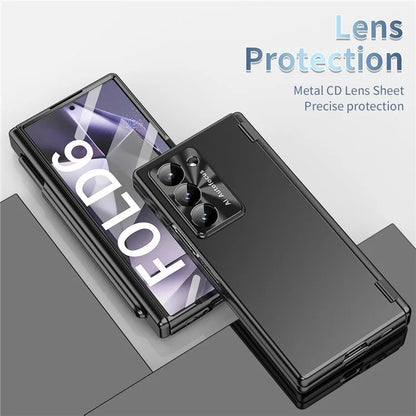 For Samsung Galaxy Z Fold6 5G Phone Case Hard PC Phone Cover with Tempered Glass Film / Stylus