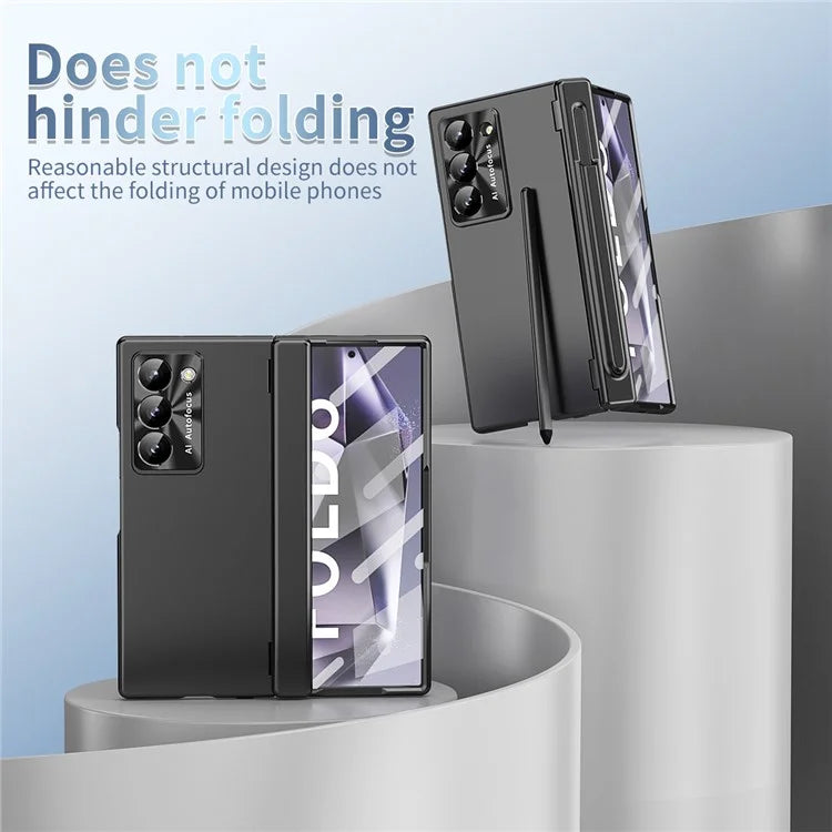 For Samsung Galaxy Z Fold6 5G Phone Case Hard PC Phone Cover with Tempered Glass Film / Stylus