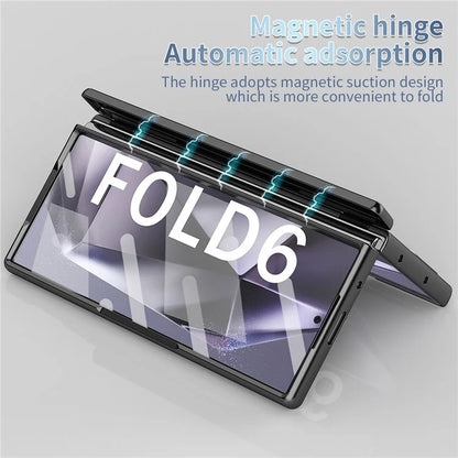 For Samsung Galaxy Z Fold6 5G Phone Case Hard PC Phone Cover with Tempered Glass Film / Stylus