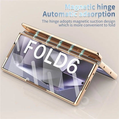 For Samsung Galaxy Z Fold6 5G Phone Case Hard PC Phone Cover with Tempered Glass Film / Stylus
