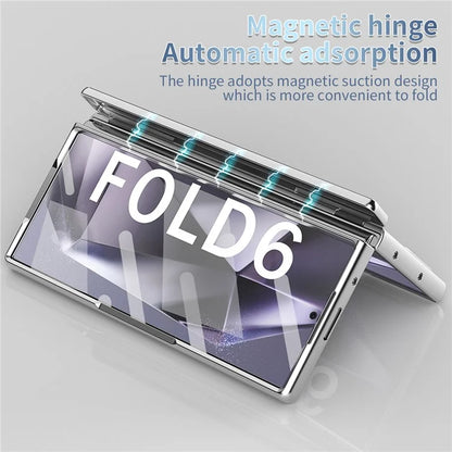 For Samsung Galaxy Z Fold6 5G Phone Case Hard PC Phone Cover with Tempered Glass Film / Stylus
