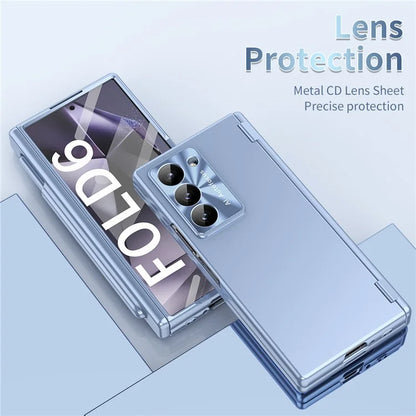 For Samsung Galaxy Z Fold6 5G Phone Case Hard PC Phone Cover with Tempered Glass Film / Stylus