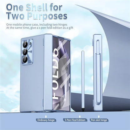 For Samsung Galaxy Z Fold6 5G Phone Case Hard PC Phone Cover with Tempered Glass Film / Stylus