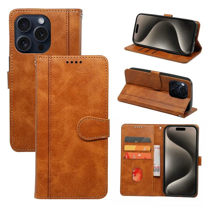 For iPhone 15 Pro Max Case PU Leather Flip Folio Stand View Phone Cover