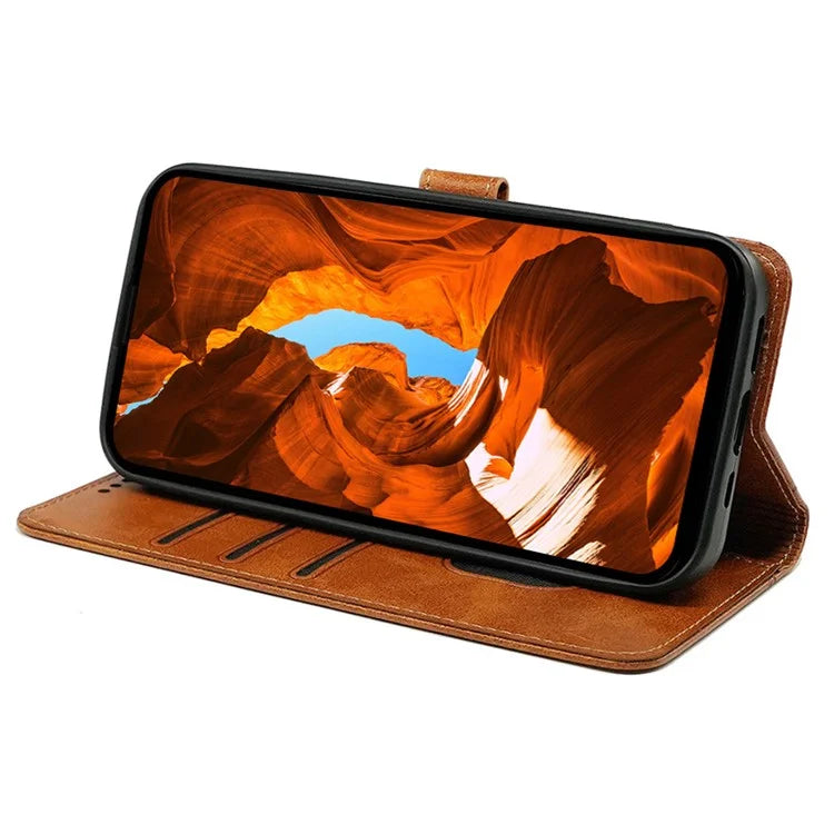 For iPhone 15 Pro Max Case PU Leather Flip Folio Stand View Phone Cover