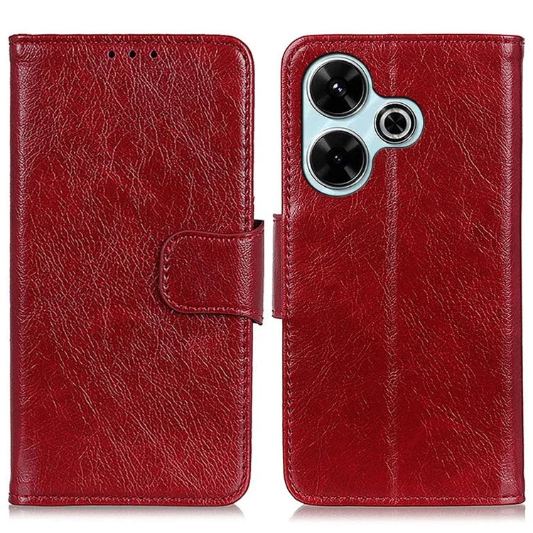 For Xiaomi Redmi 13 4G Case Nappa Texture Split Leather Phone Cover Wallet Book Flip Stand