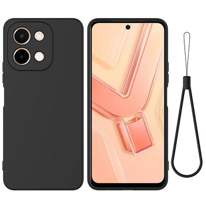For vivo Y28 4G Case Liquid Silicone Phone Cover with Hand Strap