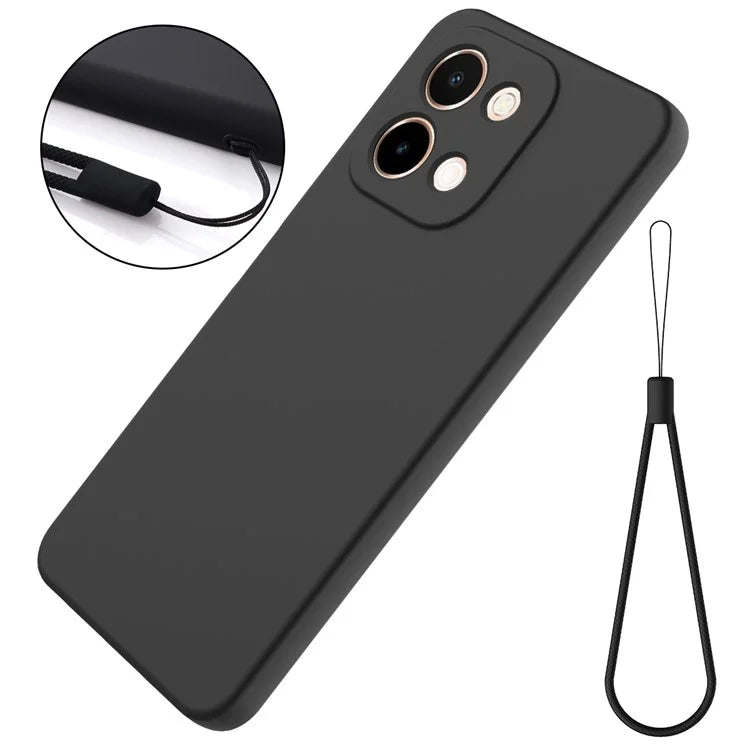 For vivo Y28 4G Case Liquid Silicone Phone Cover with Hand Strap