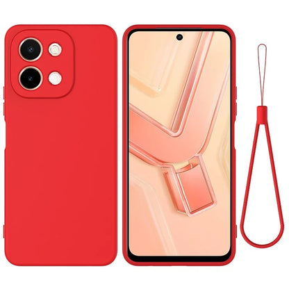 For vivo Y28 4G Case Liquid Silicone Phone Cover with Hand Strap