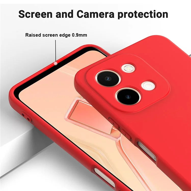 For vivo Y28 4G Case Liquid Silicone Phone Cover with Hand Strap