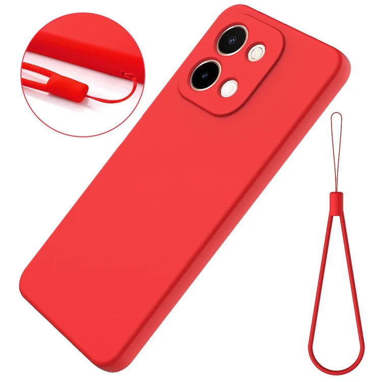 For vivo Y28 4G Case Liquid Silicone Phone Cover with Hand Strap