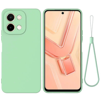 For vivo Y28 4G Case Liquid Silicone Phone Cover with Hand Strap