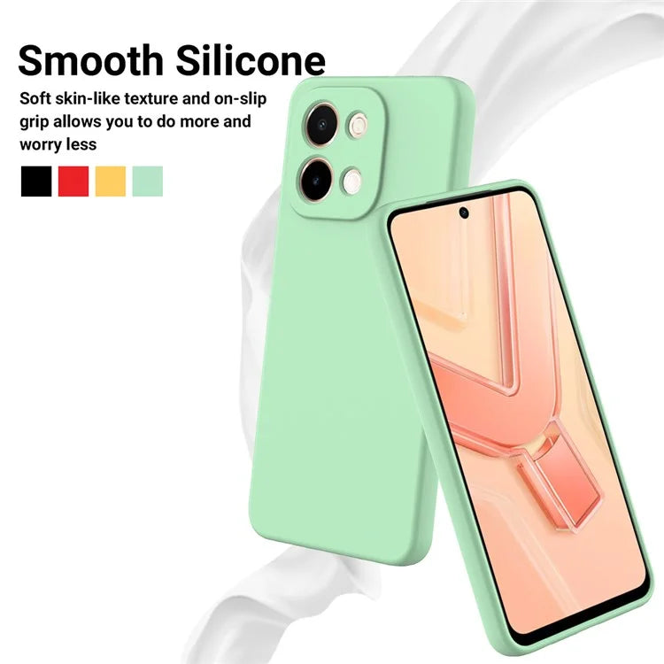 For vivo Y28 4G Case Liquid Silicone Phone Cover with Hand Strap