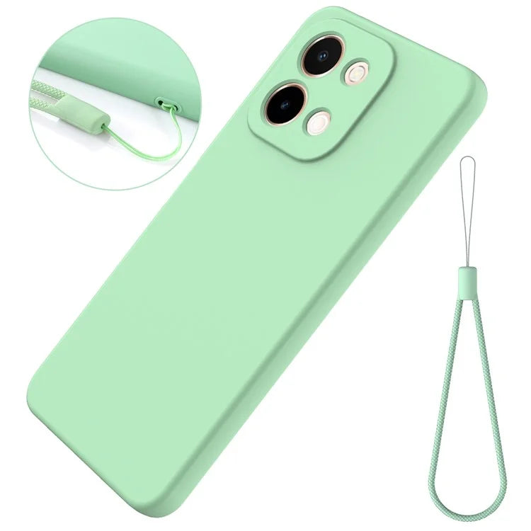 For vivo Y28 4G Case Liquid Silicone Phone Cover with Hand Strap
