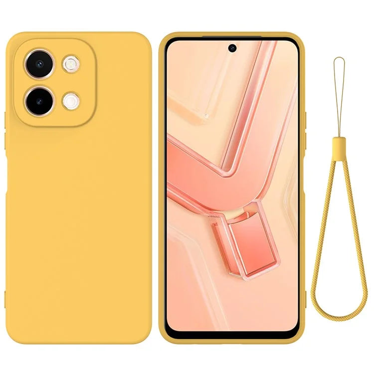 For vivo Y28 4G Case Liquid Silicone Phone Cover with Hand Strap