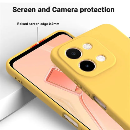 For vivo Y28 4G Case Liquid Silicone Phone Cover with Hand Strap