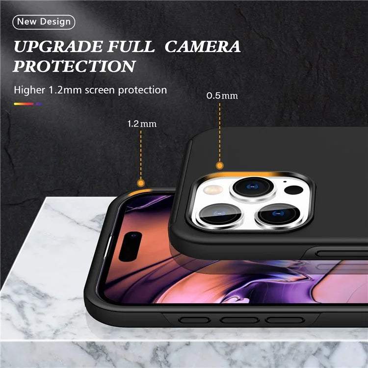 For iPhone 16 Pro Max Case with Ring Holder PC+TPU Anti-Scratch Phone Cover
