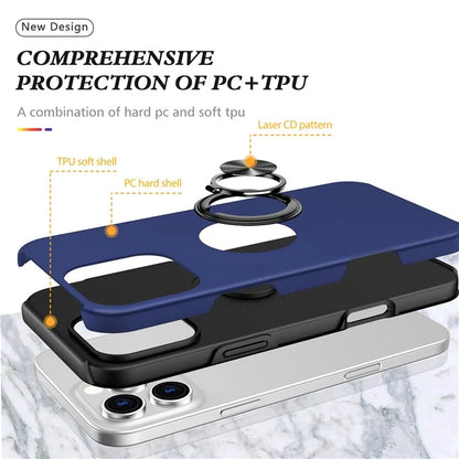 For iPhone 16 Pro Max Case with Ring Holder PC+TPU Anti-Scratch Phone Cover