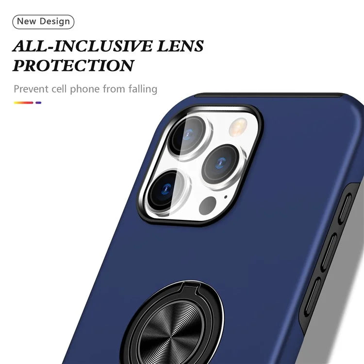 For iPhone 16 Pro Max Case with Ring Holder PC+TPU Anti-Scratch Phone Cover