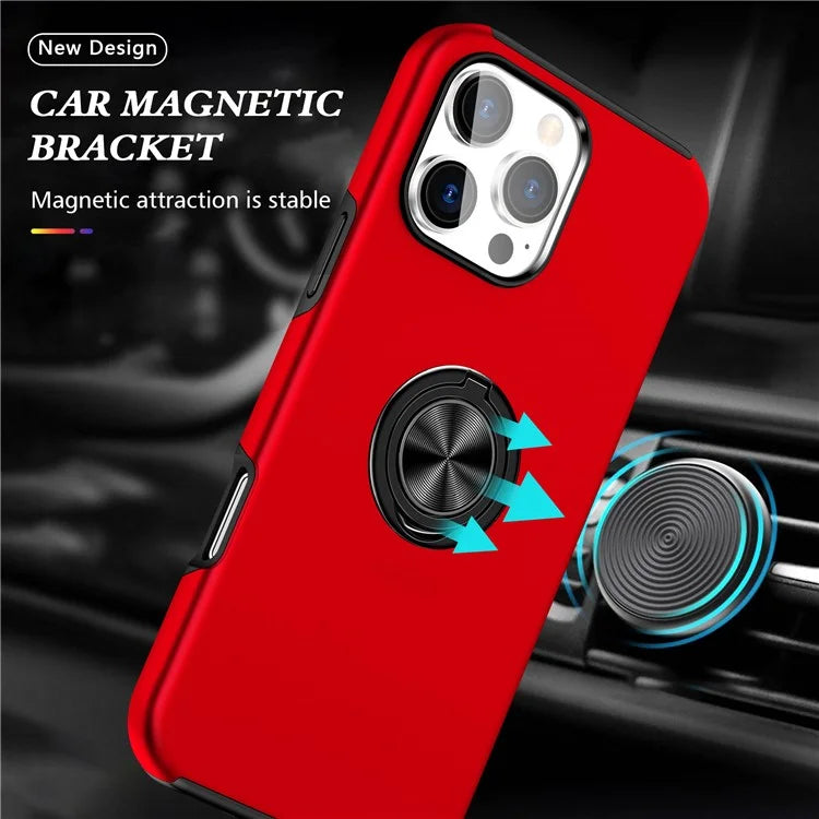 For iPhone 16 Pro Max Case with Ring Holder PC+TPU Anti-Scratch Phone Cover