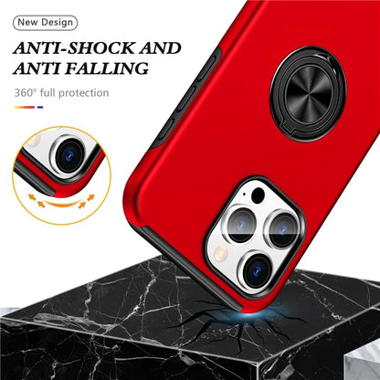 For iPhone 16 Pro Max Case with Ring Holder PC+TPU Anti-Scratch Phone Cover