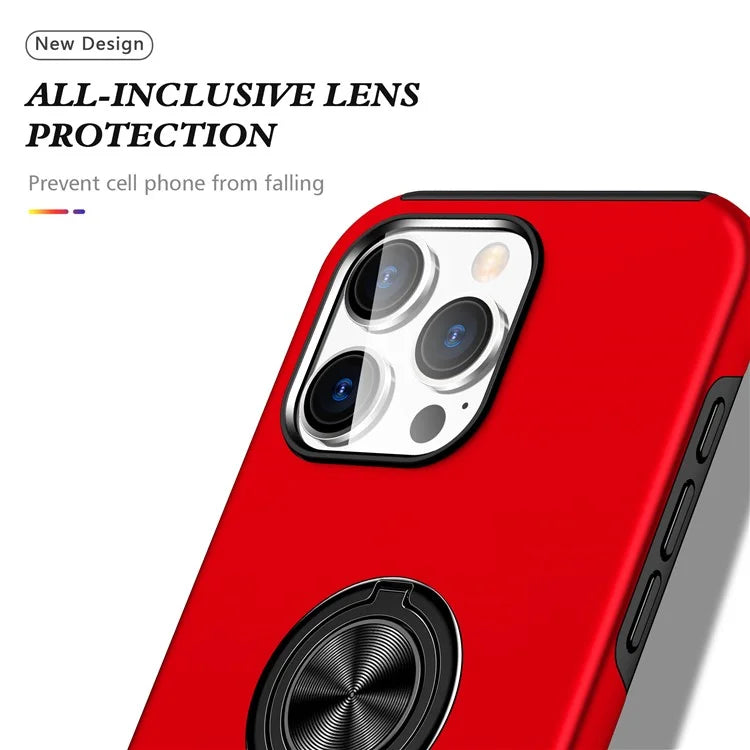 For iPhone 16 Pro Max Case with Ring Holder PC+TPU Anti-Scratch Phone Cover
