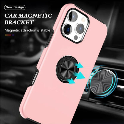 For iPhone 16 Pro Max Case with Ring Holder PC+TPU Anti-Scratch Phone Cover