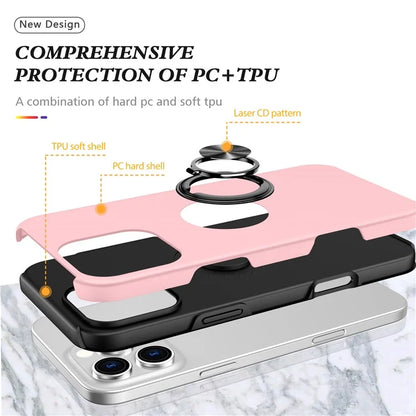 For iPhone 16 Pro Max Case with Ring Holder PC+TPU Anti-Scratch Phone Cover