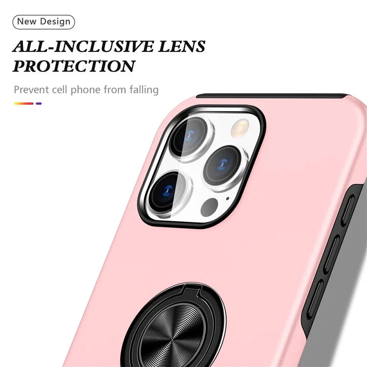 For iPhone 16 Pro Max Case with Ring Holder PC+TPU Anti-Scratch Phone Cover