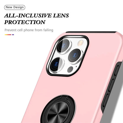 For iPhone 16 Pro Max Case with Ring Holder PC+TPU Anti-Scratch Phone Cover
