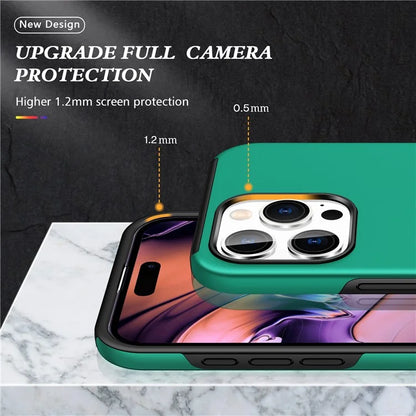 For iPhone 16 Pro Max Case with Ring Holder PC+TPU Anti-Scratch Phone Coverish Green