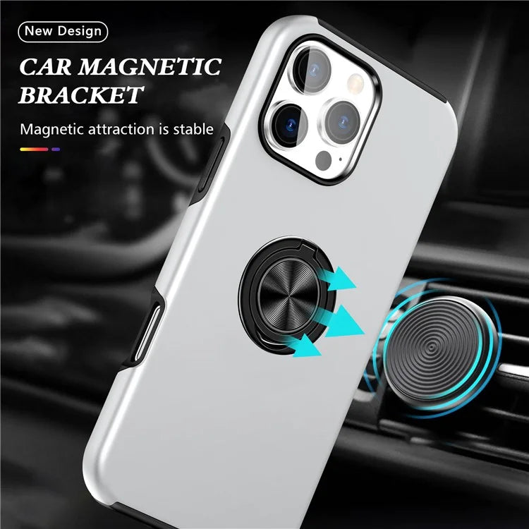 For iPhone 16 Pro Max Case with Ring Holder PC+TPU Anti-Scratch Phone Cover