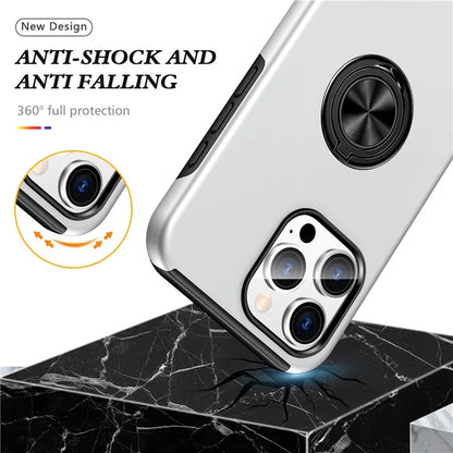 For iPhone 16 Pro Max Case with Ring Holder PC+TPU Anti-Scratch Phone Cover
