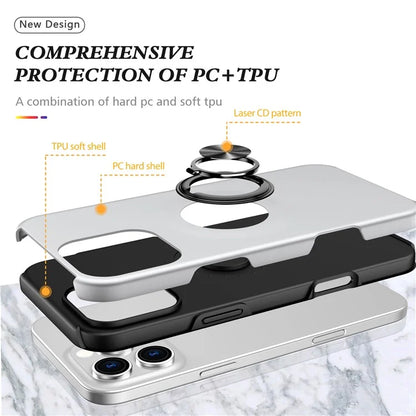 For iPhone 16 Pro Max Case with Ring Holder PC+TPU Anti-Scratch Phone Cover