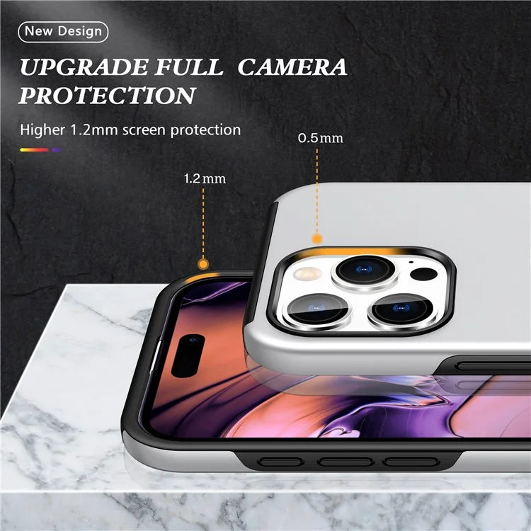 For iPhone 16 Pro Max Case with Ring Holder PC+TPU Anti-Scratch Phone Cover