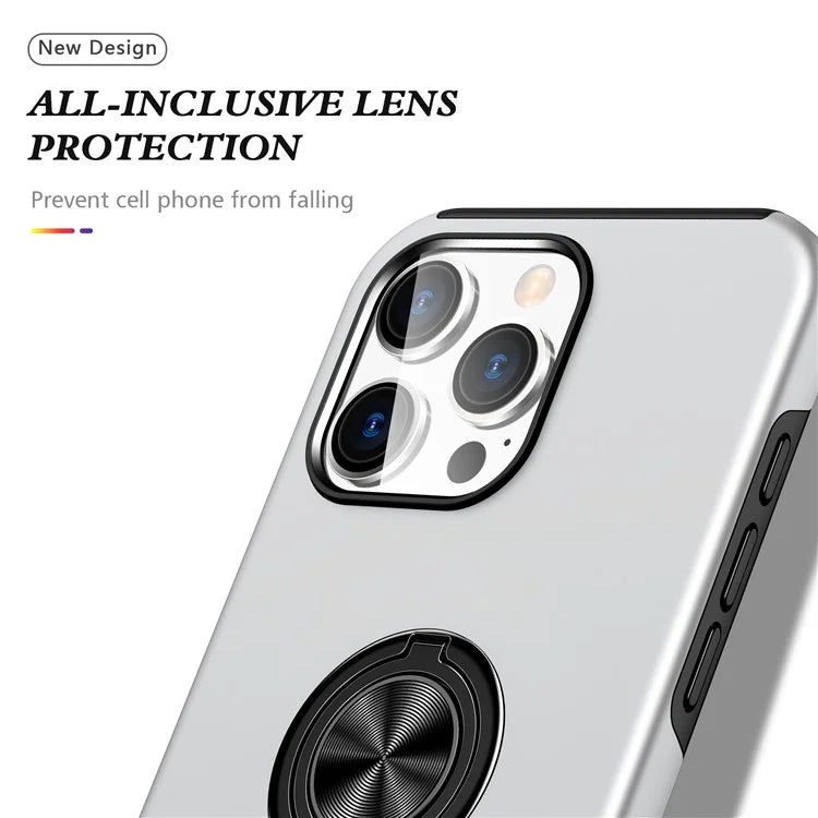 For iPhone 16 Pro Max Case with Ring Holder PC+TPU Anti-Scratch Phone Cover