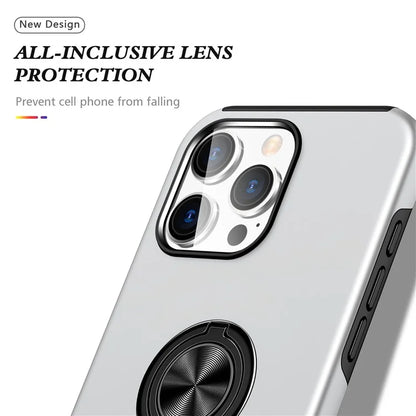 For iPhone 16 Pro Max Case with Ring Holder PC+TPU Anti-Scratch Phone Cover