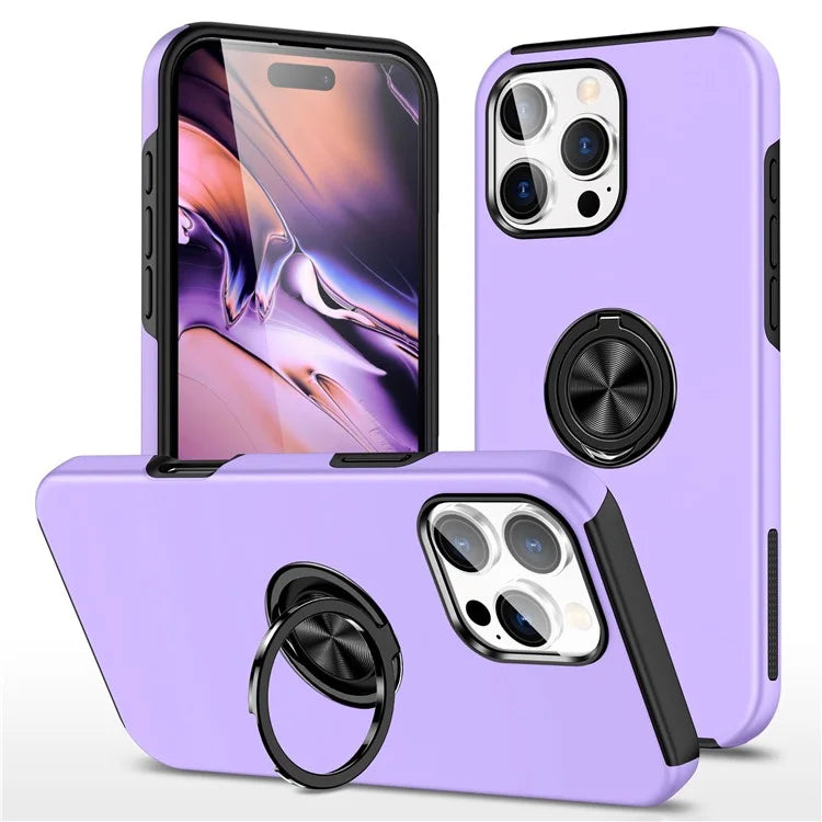 For iPhone 16 Pro Max Case with Ring Holder PC+TPU Anti-Scratch Phone Cover