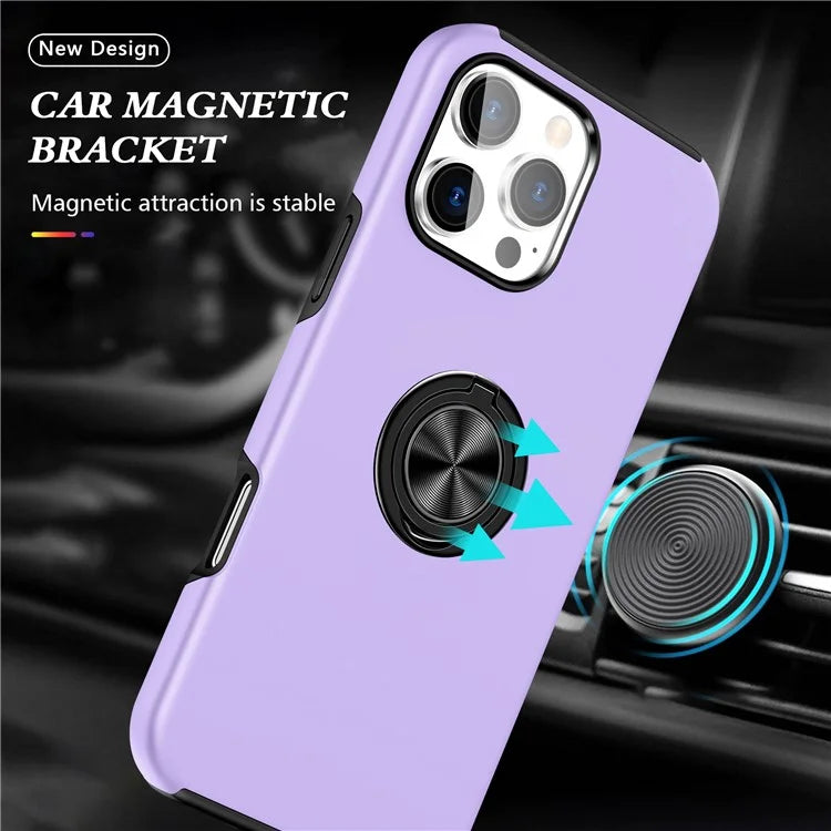For iPhone 16 Pro Max Case with Ring Holder PC+TPU Anti-Scratch Phone Cover
