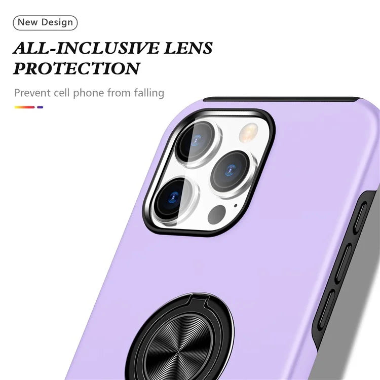 For iPhone 16 Pro Max Case with Ring Holder PC+TPU Anti-Scratch Phone Cover