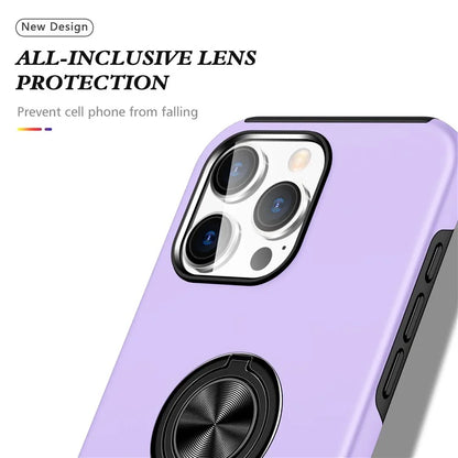 For iPhone 16 Pro Max Case with Ring Holder PC+TPU Anti-Scratch Phone Cover