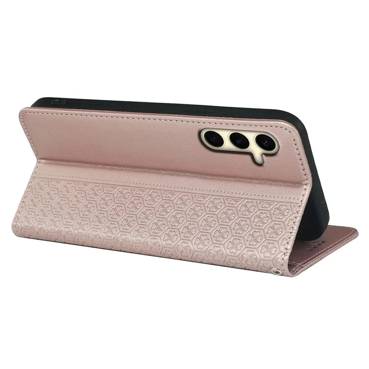 For Samsung Galaxy A05s 4G Case Four-Leaf Clover Leather Phone Cover Flip Stand / Card Slot